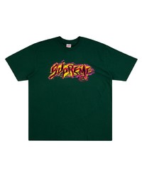 T-shirt à col rond imprimé vert foncé Supreme