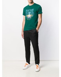 T-shirt à col rond imprimé vert foncé Kenzo