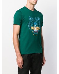 T-shirt à col rond imprimé vert foncé Kenzo