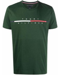 T-shirt à col rond imprimé vert foncé Tommy Hilfiger