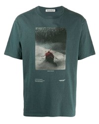 T-shirt à col rond imprimé vert foncé Undercover