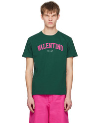 T-shirt à col rond imprimé vert foncé Valentino