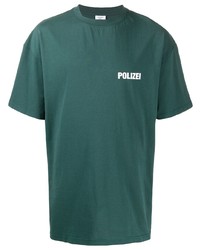T-shirt à col rond imprimé vert foncé Vetements