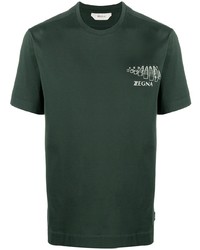 T-shirt à col rond imprimé vert foncé Z Zegna
