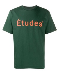 T-shirt à col rond imprimé vert foncé Études