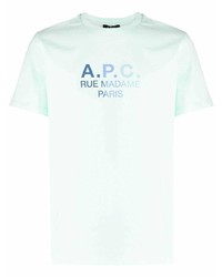 T-shirt à col rond imprimé vert menthe A.P.C.