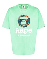 T-shirt à col rond imprimé vert menthe AAPE BY A BATHING APE