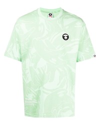 T-shirt à col rond imprimé vert menthe AAPE BY A BATHING APE