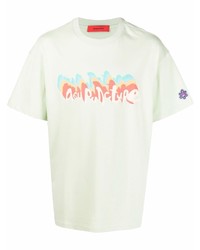 T-shirt à col rond imprimé vert menthe ACUPUNCTURE 1993