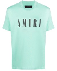 T-shirt à col rond imprimé vert menthe Amiri