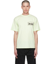 T-shirt à col rond imprimé vert menthe Aries