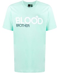 T-shirt à col rond imprimé vert menthe Blood Brother