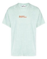 T-shirt à col rond imprimé vert menthe Blood Brother