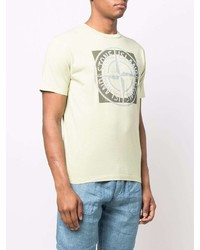 T-shirt à col rond imprimé vert menthe Stone Island