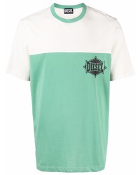 T-shirt à col rond imprimé vert menthe Diesel