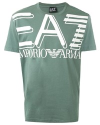 T-shirt à col rond imprimé vert menthe Ea7 Emporio Armani