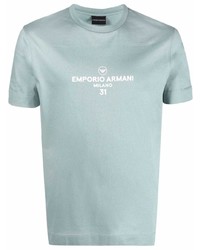 T-shirt à col rond imprimé vert menthe Ea7 Emporio Armani