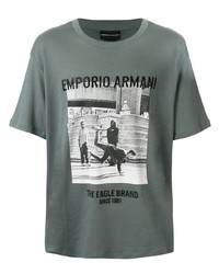 T-shirt à col rond imprimé vert menthe Emporio Armani