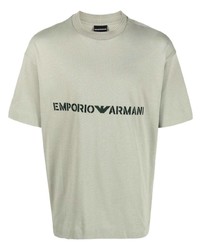 T-shirt à col rond imprimé vert menthe Emporio Armani