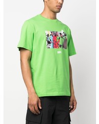 T-shirt à col rond imprimé vert menthe Throwback.