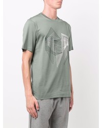 T-shirt à col rond imprimé vert menthe Z Zegna