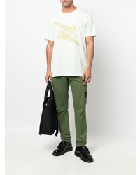 T-shirt à col rond imprimé vert menthe Stone Island Shadow Project