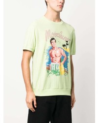 T-shirt à col rond imprimé vert menthe Moschino