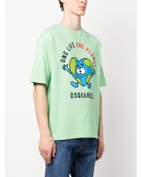 T-shirt à col rond imprimé vert menthe DSQUARED2