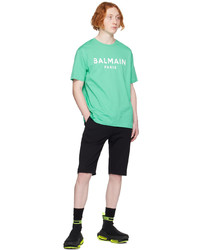 T-shirt à col rond imprimé vert menthe Balmain
