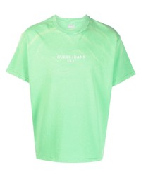 T-shirt à col rond imprimé vert menthe GUESS USA