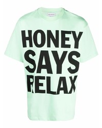 T-shirt à col rond imprimé vert menthe Honey Fucking Dijon