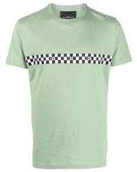 T-shirt à col rond imprimé vert menthe John Richmond