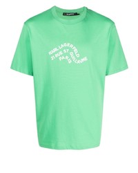 T-shirt à col rond imprimé vert menthe Karl Lagerfeld