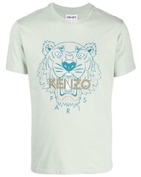 T-shirt à col rond imprimé vert menthe Kenzo