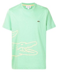 T-shirt à col rond imprimé vert menthe Lacoste