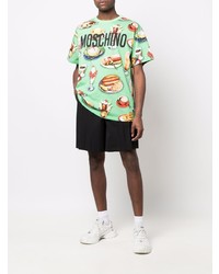 T-shirt à col rond imprimé vert menthe Moschino