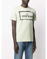 T-shirt à col rond imprimé vert menthe Stone Island