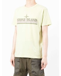 T-shirt à col rond imprimé vert menthe Stone Island