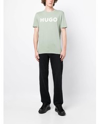 T-shirt à col rond imprimé vert menthe Hugo