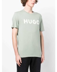 T-shirt à col rond imprimé vert menthe Hugo