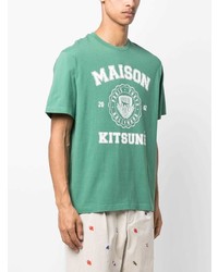 T-shirt à col rond imprimé vert menthe MAISON KITSUNÉ