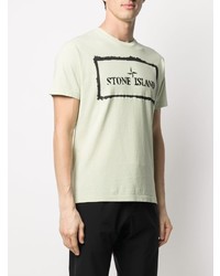 T-shirt à col rond imprimé vert menthe Stone Island