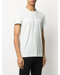 T-shirt à col rond imprimé vert menthe Balmain