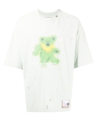 T-shirt à col rond imprimé vert menthe Maison Mihara Yasuhiro