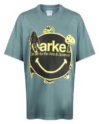 T-shirt à col rond imprimé vert menthe MARKET