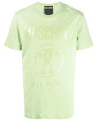 T-shirt à col rond imprimé vert menthe Moschino
