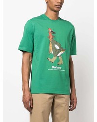 T-shirt à col rond imprimé vert menthe Barbour