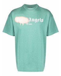 T-shirt à col rond imprimé vert menthe Palm Angels