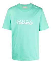 T-shirt à col rond imprimé vert menthe Paura