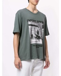 T-shirt à col rond imprimé vert menthe Emporio Armani